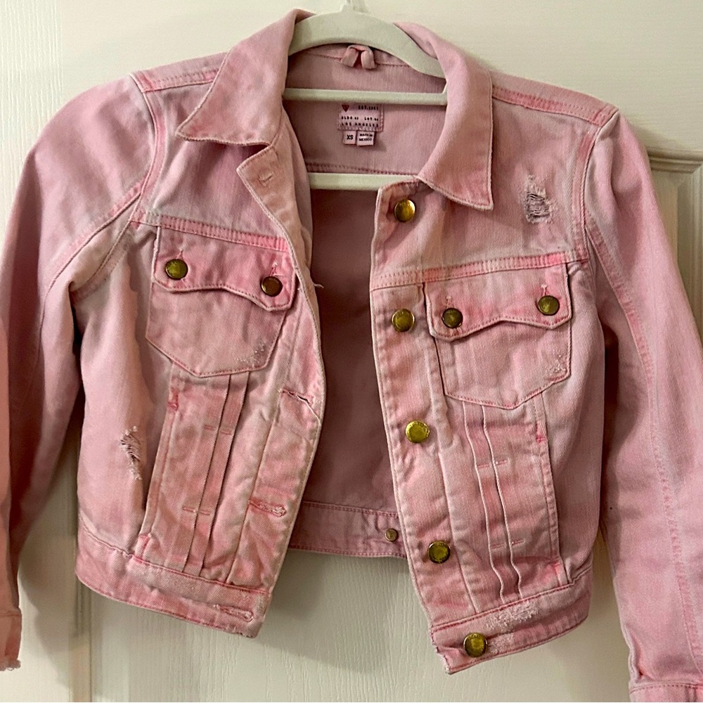 Guess brand pink jean jacket. Size XS